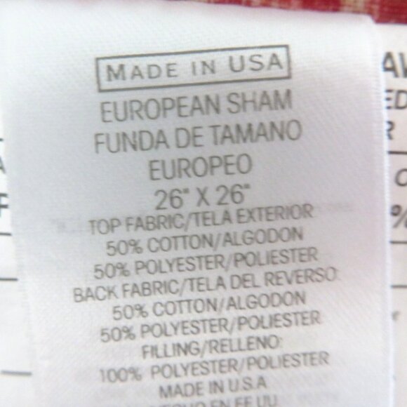 New Vintage 2006 JCPenney Middleton Euro Pillow Sham Quilted Red Gold Plaid USA - Picture 7 of 10